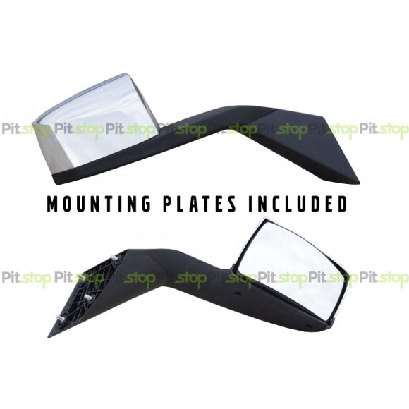 Volvo VNL Chrome Hood Mirror Set Driver & Passenger With Mounting Plates 82361058 & 82361059