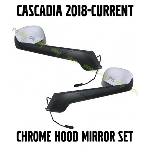 Cascadia 18-Current Chrome Hood Mirror Set 2018 2019 2020 Left Right