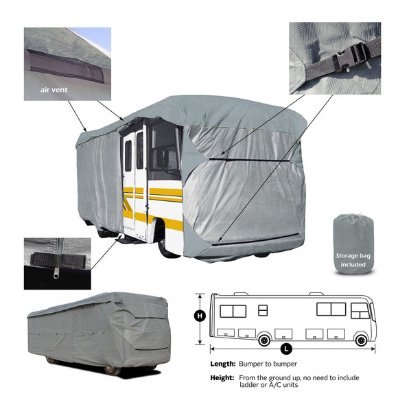 EliteShield Heavy Duty Class A RV Motorhome Cover Fits 18ft To 42ft Class A RV