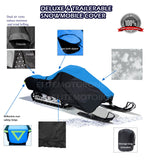 EliteShield SnowShield Heavy Duty Trailerable Snowmobile Storage Cover Two Tone Color Grey/Black Blue/Black